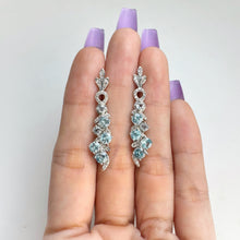 Load image into Gallery viewer, 4 mm. Round Cut Sky Blue Brazilian Topaz with Cz Accents Cluster Earrings
