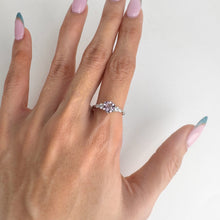Load image into Gallery viewer, 6 mm. Hexagon Cut Purple Brazilian Amethyst with Cz Accents Ring
