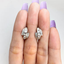 Load image into Gallery viewer, 2.5 mm. Square Cut White Brazilian Topaz Cluster Earrings
