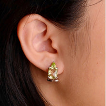 Load image into Gallery viewer, 8 x 10 mm. Cushion with Checkerboard Cut Yellow Brazilian Citrine and Peridot Earrings

