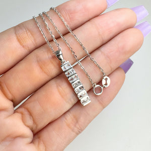 2.5 mm. Square Cut White Brazilian Topaz Cluster Pendant and Necklace