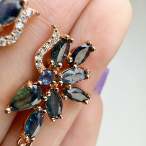 10 x 14 mm. Pear Cut Sky Blue Brazilian Topaz and Sapphire with Cz Accents Drop Earrings (Blemished)