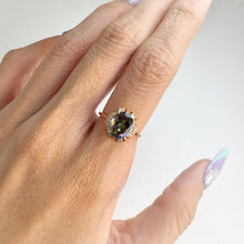 Load image into Gallery viewer, 7 x 9 mm. Oval Cut Multi-coloured Brazilian Mystic Topaz with Cz Halo Ring
