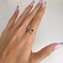 Load image into Gallery viewer, 6 x 8 mm. Oval Cut Yellow Brazilian Citrine with Cz Accents Ring
