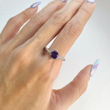 Load image into Gallery viewer, 6 mm. Round Cut Purple Brazilian Amethyst with Cz Accents Ring
