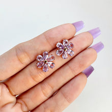 Load image into Gallery viewer, 4 x 6 mm. Pear Cut Light Purple Brazilian Amethyst Cluster Earrings
