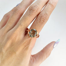 Load image into Gallery viewer, 10 x 12 mm. Oval Cut Green Brazilian Amethyst with Cz Accents Ring
