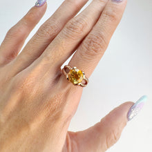 Load image into Gallery viewer, 9 mm. Round Cut Yellow Brazilian Citrine Ring
