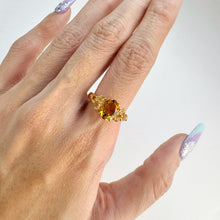 Load image into Gallery viewer, 7 x 9 mm. Oval Cut Yellow Brazilian Citrine Cluster Ring
