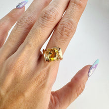 Load image into Gallery viewer, 8 x 10 mm. Oval with Checkerboard Cut Yellow Brazilian Citrine Ring
