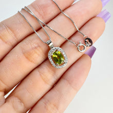 Load image into Gallery viewer, 5 x 7 mm. Cushion Cut Green Pakistani Peridot with Cz Accents Pendant and Necklace
