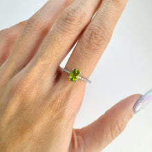 Load image into Gallery viewer, 5 x 7 mm. Oval Cut Green Pakistani Peridot with Cz Band Ring
