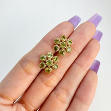 Load image into Gallery viewer, 3.5 mm. Round Cut Green Pakistani Peridot Cluster Earrings
