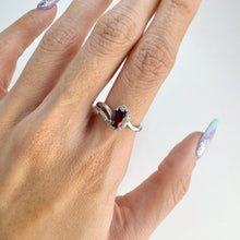 Load image into Gallery viewer, 5 x 7 mm. Oval Cut Red African Garnet with Cz Accents Ring
