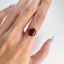 Load image into Gallery viewer, 7 x 9 mm. Oval Cut Red African Garnet Cluster Ring
