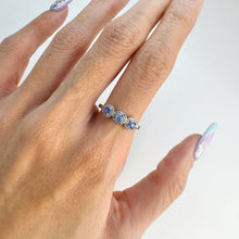 Load image into Gallery viewer, 3 mm. Round Cut Blue Thai Sapphire with Cz Halo Cluster Ring
