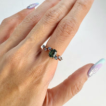 Load image into Gallery viewer, Handmade 5 x 6.5 mm. Oval Cut Green Australian Sapphire Cluster Ring
