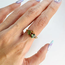 Load image into Gallery viewer, Handmade 5 x 6 mm. Oval Cut Green Australian Sapphire Cluster Ring
