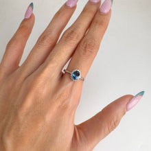 Load image into Gallery viewer, 5 x 7 mm. Oval Cut London Blue Brazilian Topaz with Cz Accents Ring
