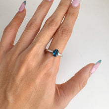 Load image into Gallery viewer, 6 x 8 mm. Oval Cut London Blue Brazilian Topaz with Cz Accents Ring
