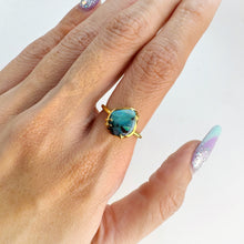 Load image into Gallery viewer, Handmade 9 mm. Freeform Blue Australian Boulder Opal Ring
