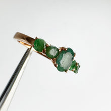 Load image into Gallery viewer, 4 x 6 mm. Oval Cut Green Brazilian Emerald Cluster Ring (Blemished)
