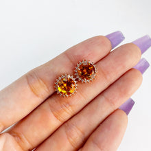 Load image into Gallery viewer, 8 mm. Round Cut Yellow Brazilian Citrine with Cz Accents Earrings
