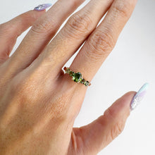 Load image into Gallery viewer, 4 x 6 mm. Oval Cut Green Brazilian Tourmaline Cluster Ring
