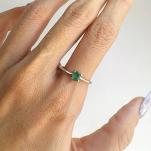 4 x 5 mm. Oval Cut Green Zambian Emerald Ring