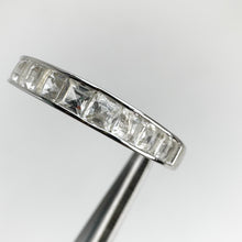 Load image into Gallery viewer, 2.5 mm. Square Cut White Brazilian Topaz Half Eternity Ring
