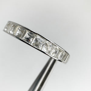 2.5 mm. Square Cut White Brazilian Topaz Half Eternity Ring