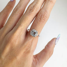 Load image into Gallery viewer, 6 mm. Round Cut Light Blue Brazilian Aquamarine with Cz Accents Ring
