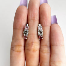 Load image into Gallery viewer, 5 mm. Round Cut Multi-coloured Tourmaline Cluster Earrings
