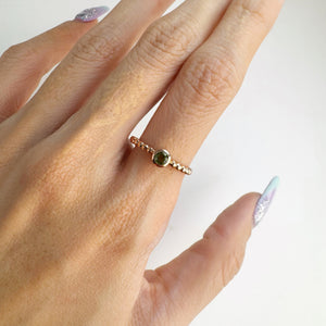 4 mm. Round Cut Green Brazilian Tourmaline Ring