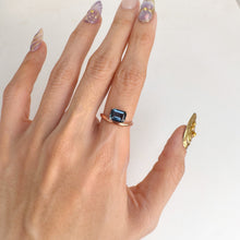 Load image into Gallery viewer, 6 x 8 mm. Octagon Cut London Blue Brazilian Topaz Ring
