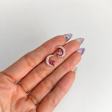 Load image into Gallery viewer, 5 mm. Round Cut Pink Brazilian Mystic Topaz with Cz Accents Moon Earrings

