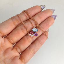 Load image into Gallery viewer, 5 x 7 mm. Oval Cut Swiss Blue Brazilian Topaz and Amethyst with Cz Accents Necklace
