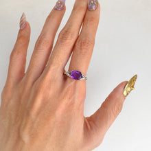 Load image into Gallery viewer, 7 x 9 mm. Cushion Cut Purple Brazilian Amethyst Ring
