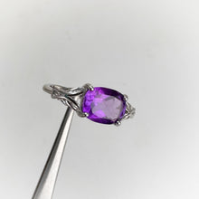 Load image into Gallery viewer, 7 x 9 mm. Cushion Cut Purple Brazilian Amethyst Ring
