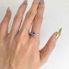 Load image into Gallery viewer, 7 x 9 mm. Oval Cut Purple Brazilian Amethyst with Cz Band Ring
