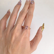 Load image into Gallery viewer, 5 x 7 mm. Octagon Cut Purple Brazilian Amethyst with Cz Accents Ring
