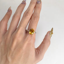 Load image into Gallery viewer, 9 x 11 mm. Oval Cut Yellow Brazilian Citrine with Citrine Accents Ring
