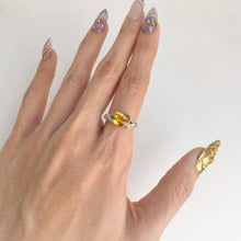 Load image into Gallery viewer, 7 x 9 mm. Cushion with Checkerboard Cut Yellow Brazilian Citrine Ring
