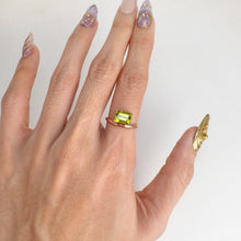 Load image into Gallery viewer, 6 x 8 mm. Octagon Cut Green Pakistani Peridot Ring
