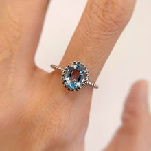 Load image into Gallery viewer, 6 x 8 mm. Oval Cut Sky Blue Brazilian Topaz Ring
