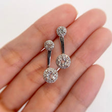 Load image into Gallery viewer, 5 mm. Round Cut White Brazilian Topaz with Cz Accents Two-way Earrings
