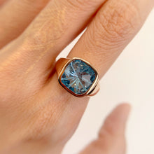 Load image into Gallery viewer, Handmade 11 mm. Cushion Carved Ball Cut VVS Sky Blue Brazilian Topaz Ring
