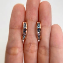 Load image into Gallery viewer, 3 mm. Round Cut London Blue Brazilian Topaz Cluster Earrings
