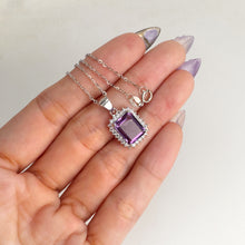 Load image into Gallery viewer, 8 x 10 mm. Octagon Cut Purple Brazilian Amethyst with Cz Accents Pendant and Necklace
