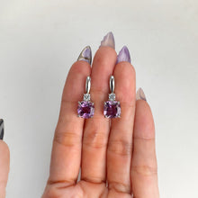 Load image into Gallery viewer, 9 mm. Cushion Cut Purple Brazilian Amethyst and Topaz Earrings
